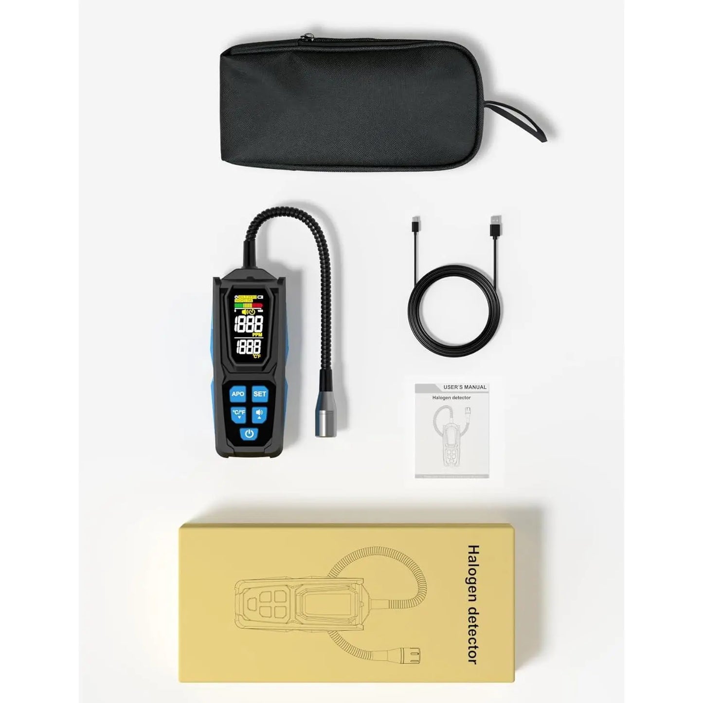 GJANSH Freon Leak Detector, HVAC Freon Leak Detector, Automotive AC Leak Detection Kit, Sensitive AC Leak Detector HVAC for R12 R22 R134a R1234 R1234yf R600a R410a CFCs HCFCs HFCs HFOs HCs