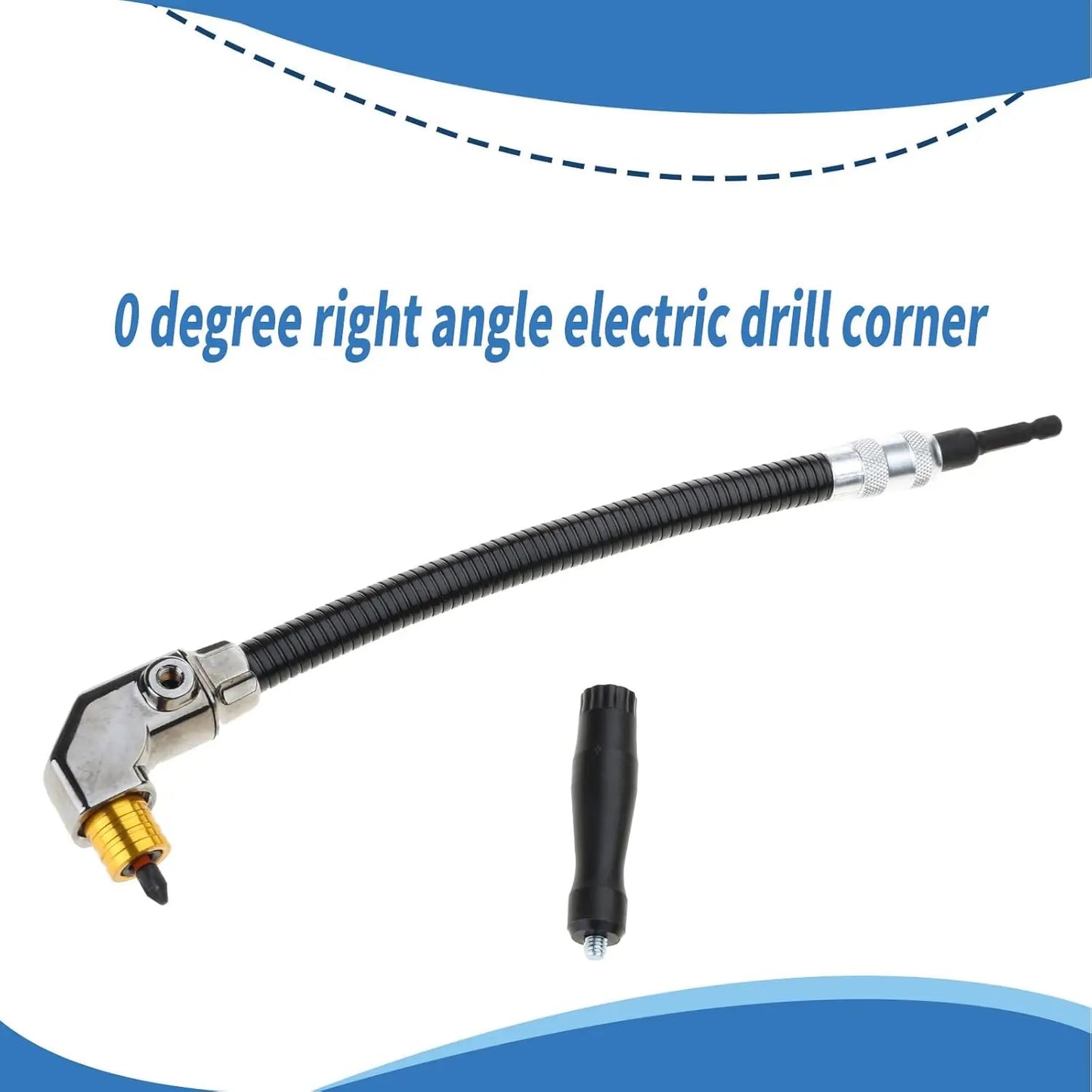 GJAHSH 90-Degree Right Angle Drill Attachment, Swivel Corner Drill Adapter Tool for Confined Spaces, Heavy-Duty Electric Drill Extension for Furniture, Closets, and Woodworking