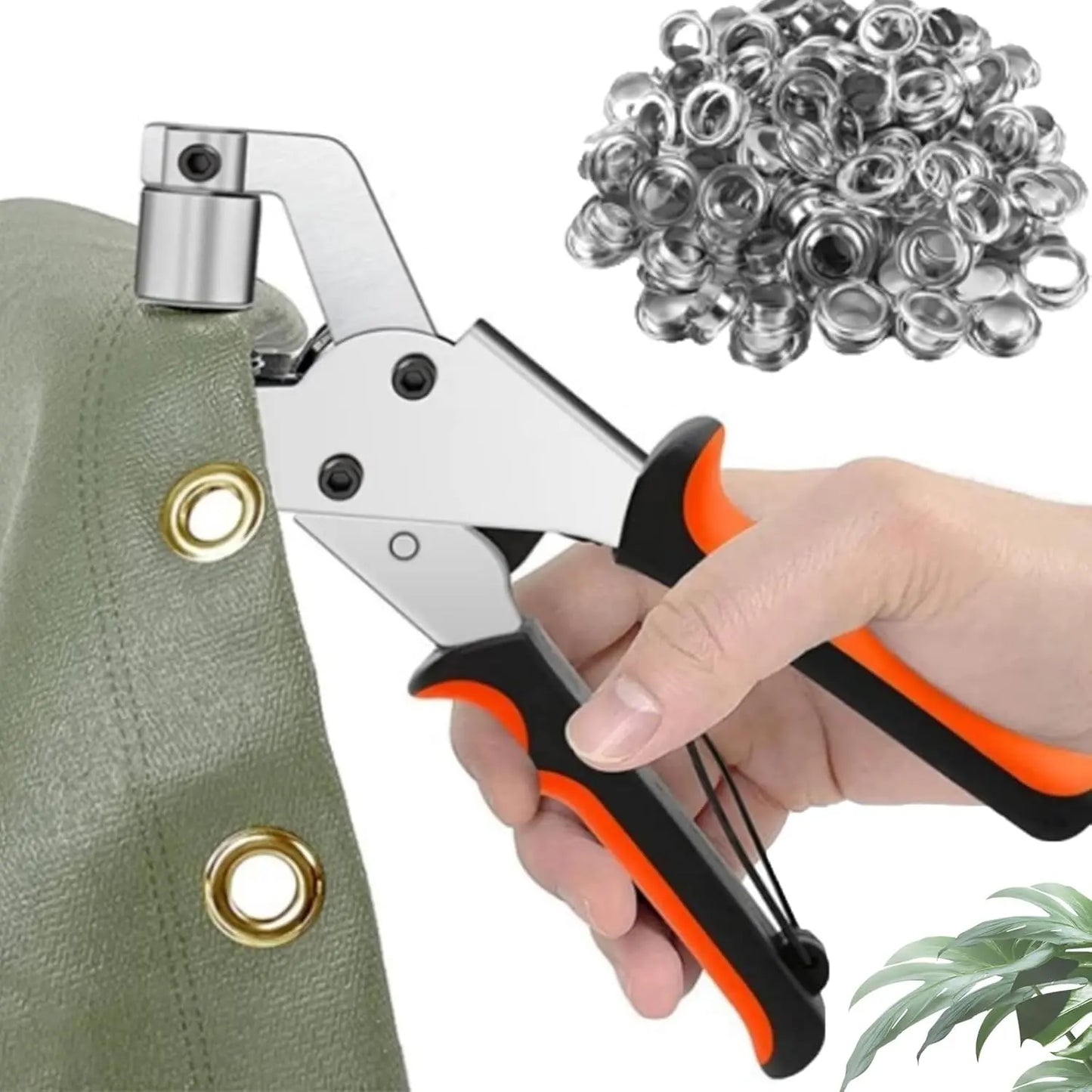 GJANSH Professional Grommets Kit, Multi-Functional Grommet Handheld Pliers, 3/8 Inch Heavy-Duty Portable Eyelet Setter Tool, for Punching Round Holes In Leather, Belts, Tarps, Fabric