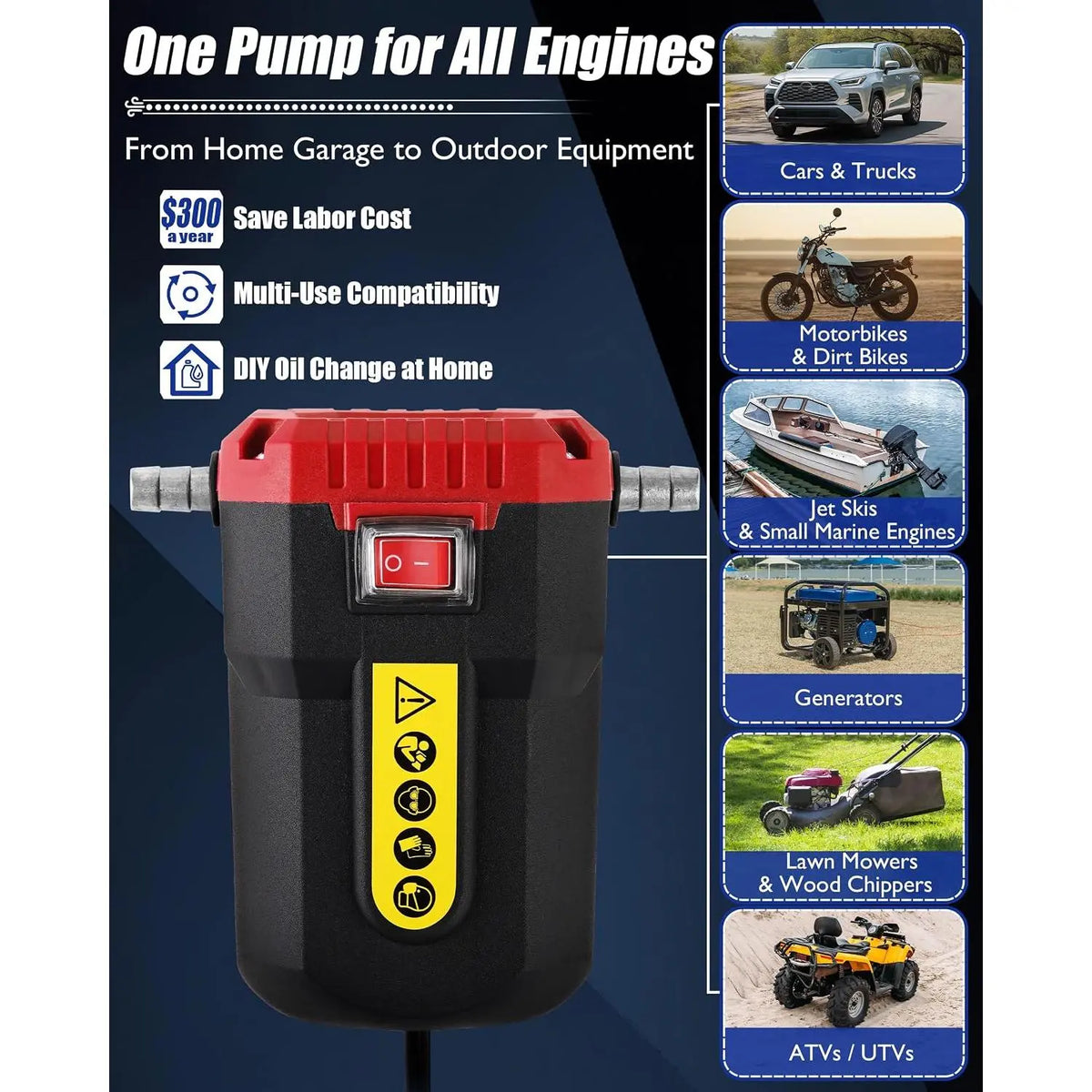GJANSH 12V 80W Oil Extractor Pump, Oil Removal Transfer Suction Pump for Fluid Change, Diesel Scavenge Pump with Tubes Kit, Compatible with Truck RV Boat Marine (Red)