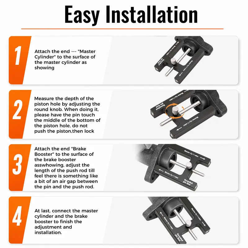 GJANSH Brake Adjustment Tool, Brake Booster Rod Adjustment Tool, Brake booster with master cylinder,Pushrod Power For Adjustable Braking Distance of Brake Pedal(N48 Magnetic CNC Aluminum)