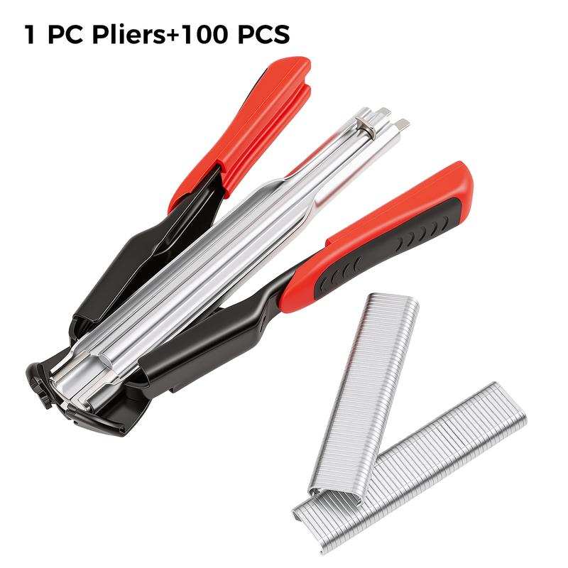 GJANSH 100 PCS/2500 PCS C Clips Hog Ring Pliers Kit, 3/4'' Hog Ring Nail, Fencing Plier Staple Gun Cage Clamp for Animal Pet Cages Fencing, Upholstery, Car Cushions, Meat and Sausage Casings