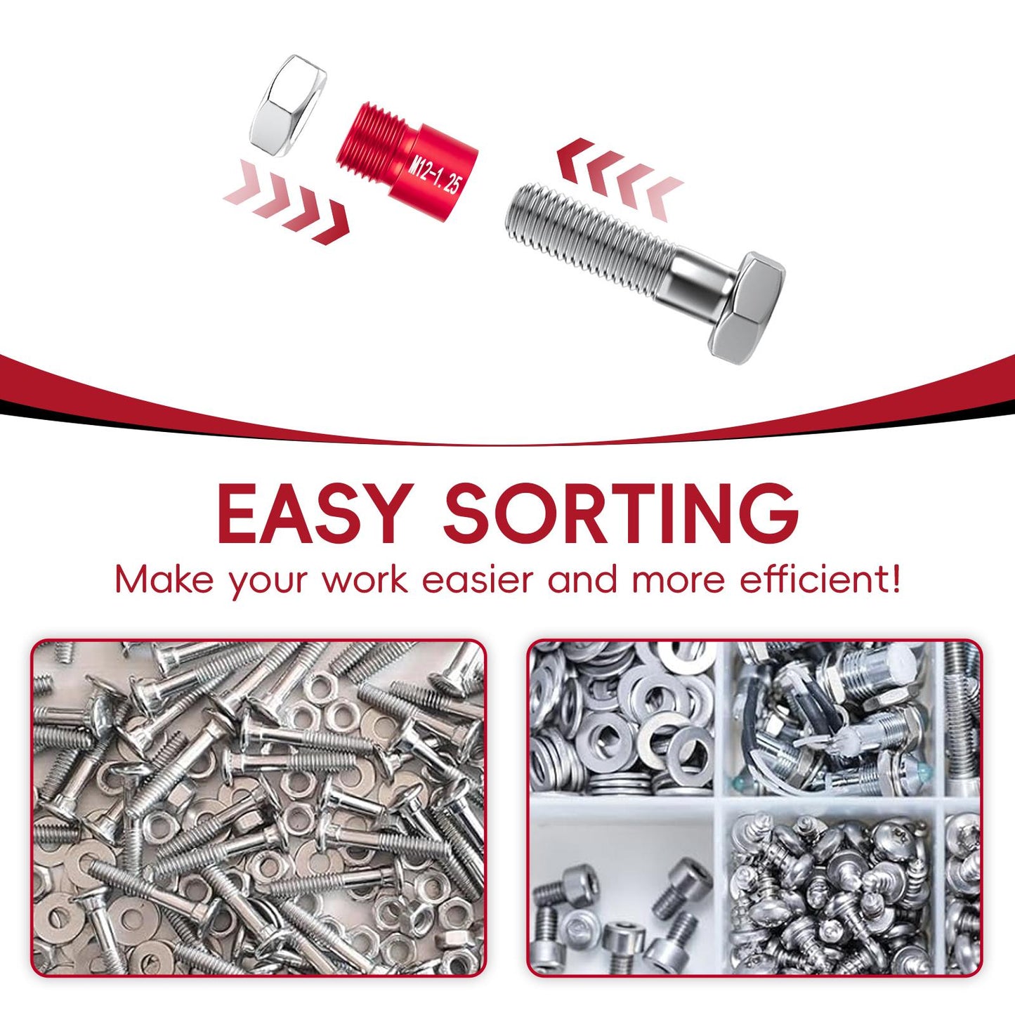 GJANSH 26/44PCS Nut and Bolt Thread Checker - Comprehensive Bolt Size and Thread Gauge Tool, Inch & Metric Sizes, with Handy Tool Box, Excellent for Home Garages and Car Repairs, Snapfixmate, fathersdaygift