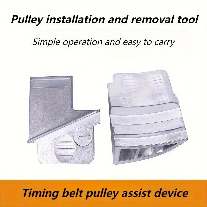 GJANSH 2pcs Vehicle Belt Installation Assist Tools, Elastic Metal Car Belt Pulley Assembly & Removal Aids, Automotive Maintenance Stretch Belt Service Kit
