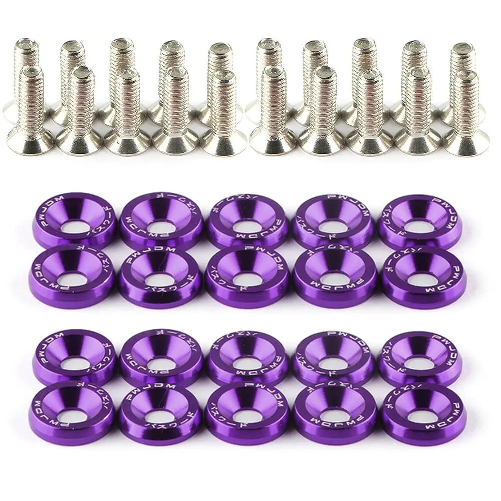 GJANSH 20Pcs/Set Bumper Fender Washers Engine Bay Dress Up Bolts Fasteners M6 JDM Fender Washer Kit