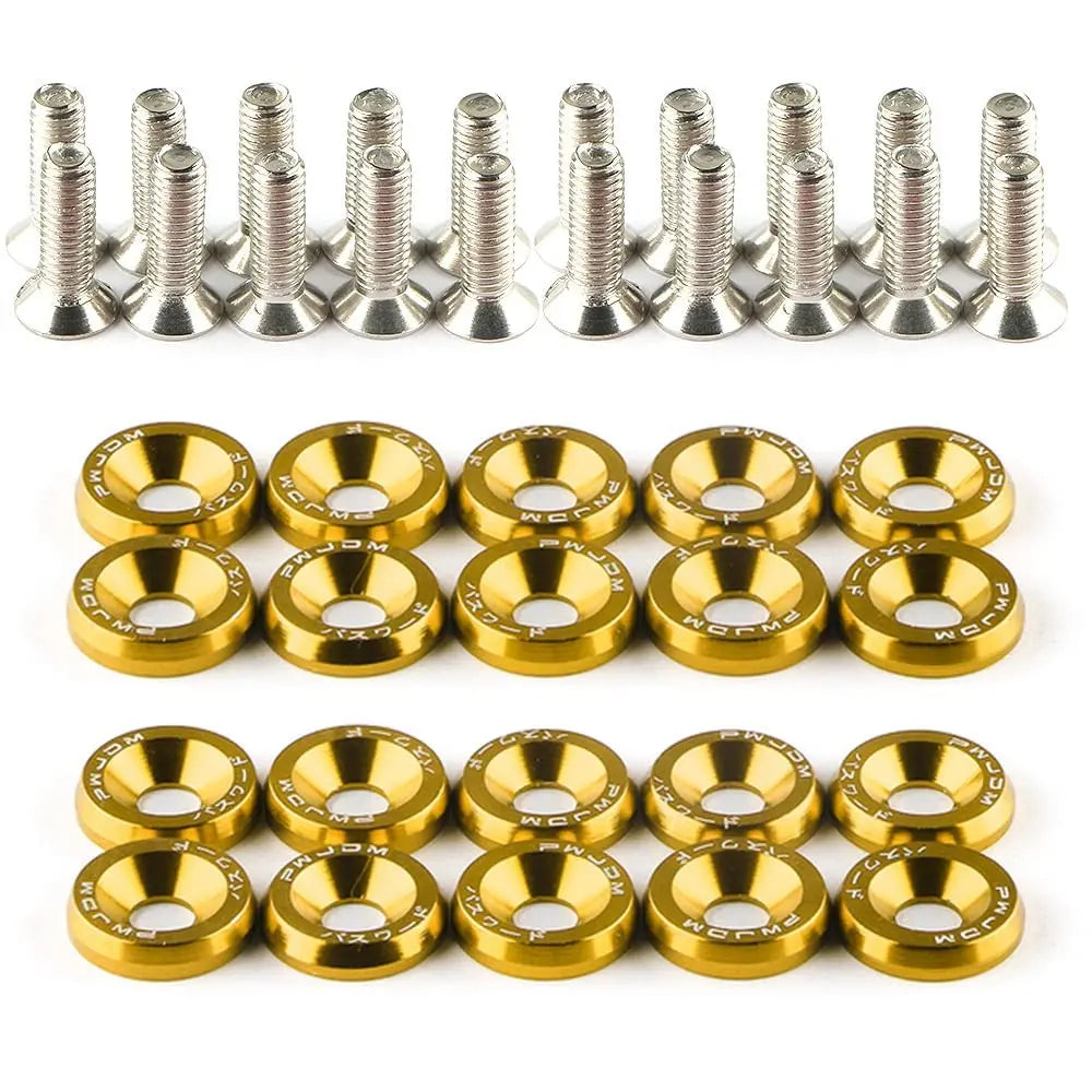 GJANSH 20Pcs/Set Bumper Fender Washers Engine Bay Dress Up Bolts Fasteners M6 JDM Fender Washer Kit