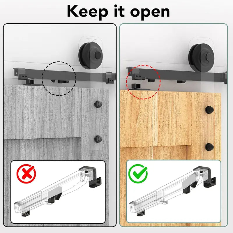 GJANSH Barn Door Soft Close Kit for 88-132 lbs Flat Track, 2 Pcs Hidden Track-Mounted Damper, Drill-Free Install, Prevents Door Bang, All Hardware & Instructions Included