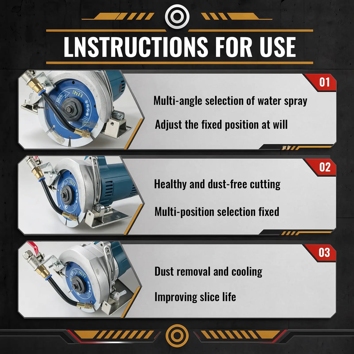 GJANSH Angle Grinder Dust Remover Water Sprayer, 3.9" (10cm) Aluminum & Brass Misting Attachment, Dual-Mode Adjustable Water Feed for Cutting Tile, Concrete, Marble & Stone