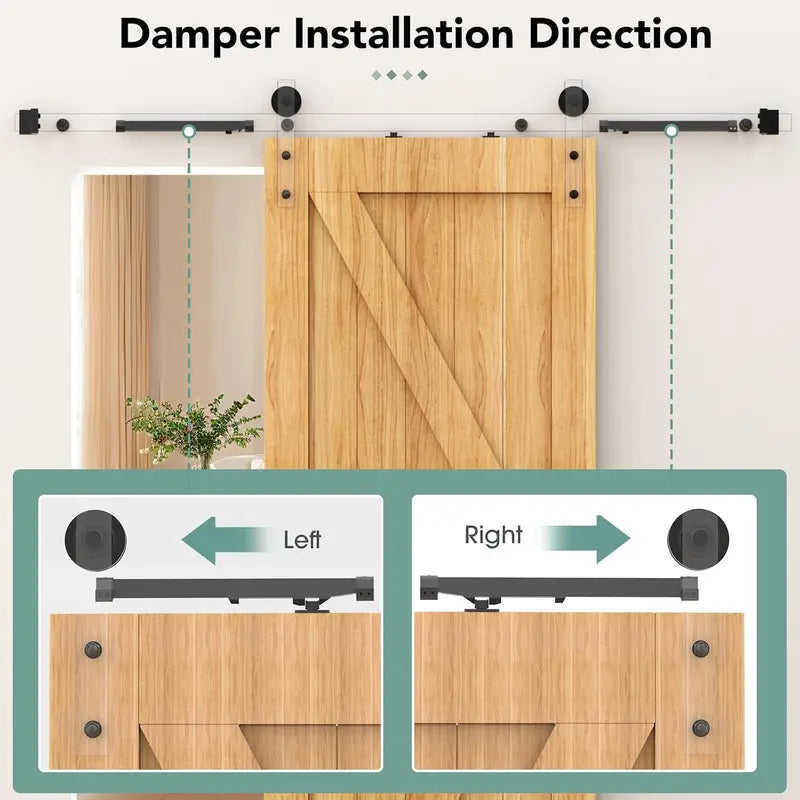 GJANSH Barn Door Soft Close Kit for 88-132 lbs Flat Track, 2 Pcs Hidden Track-Mounted Damper, Drill-Free Install, Prevents Door Bang, All Hardware & Instructions Included