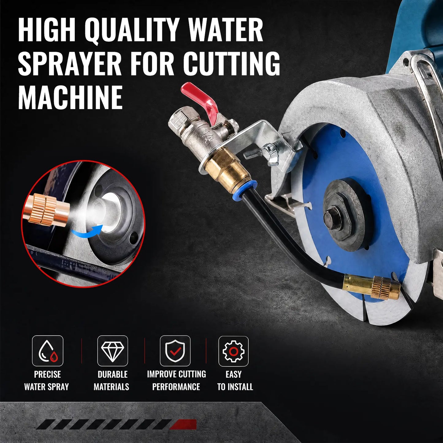 GJANSH Angle Grinder Dust Remover Water Sprayer, 3.9" (10cm) Aluminum & Brass Misting Attachment, Dual-Mode Adjustable Water Feed for Cutting Tile, Concrete, Marble & Stone