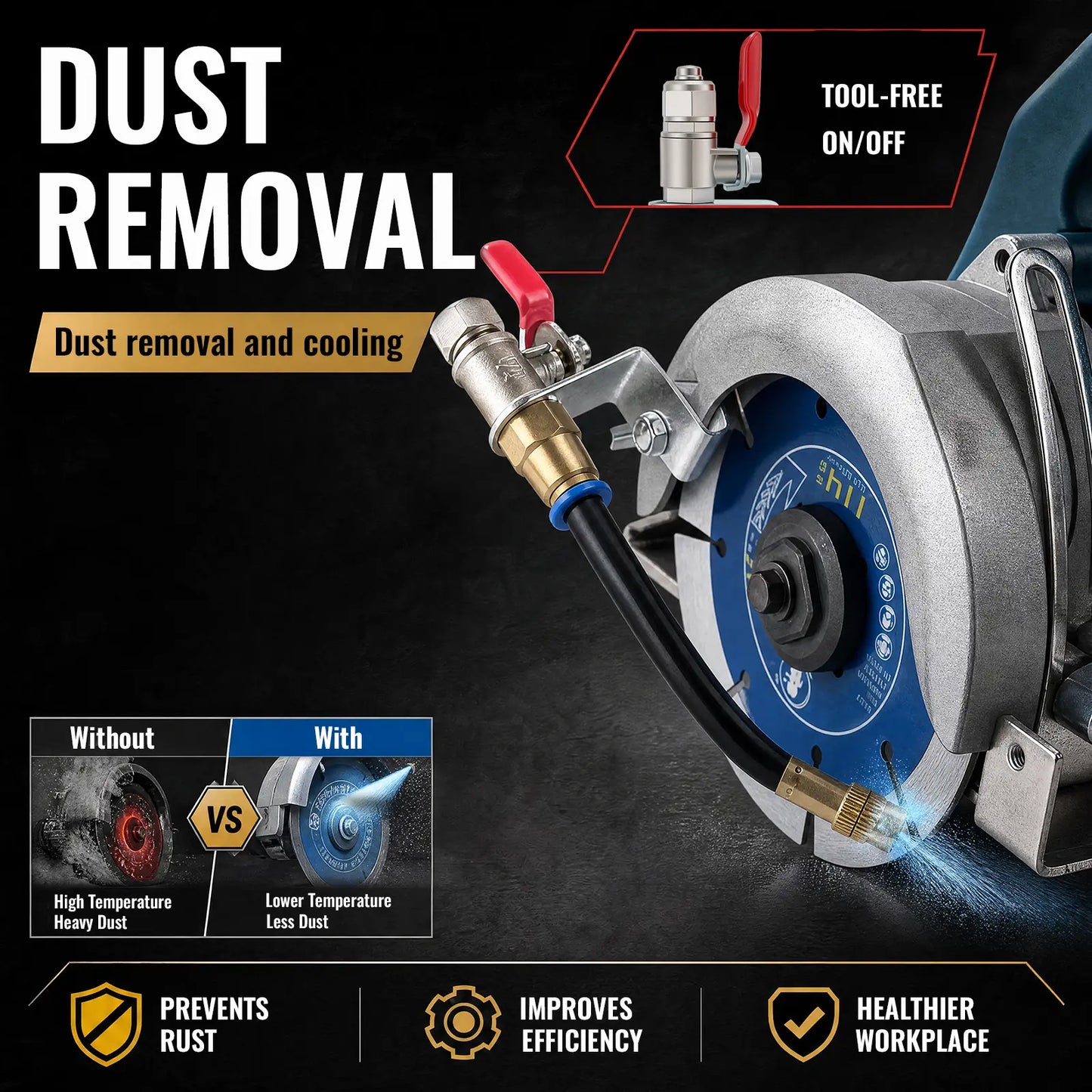 GJANSH Angle Grinder Dust Remover Water Sprayer, 3.9" (10cm) Aluminum & Brass Misting Attachment, Dual-Mode Adjustable Water Feed for Cutting Tile, Concrete, Marble & Stone