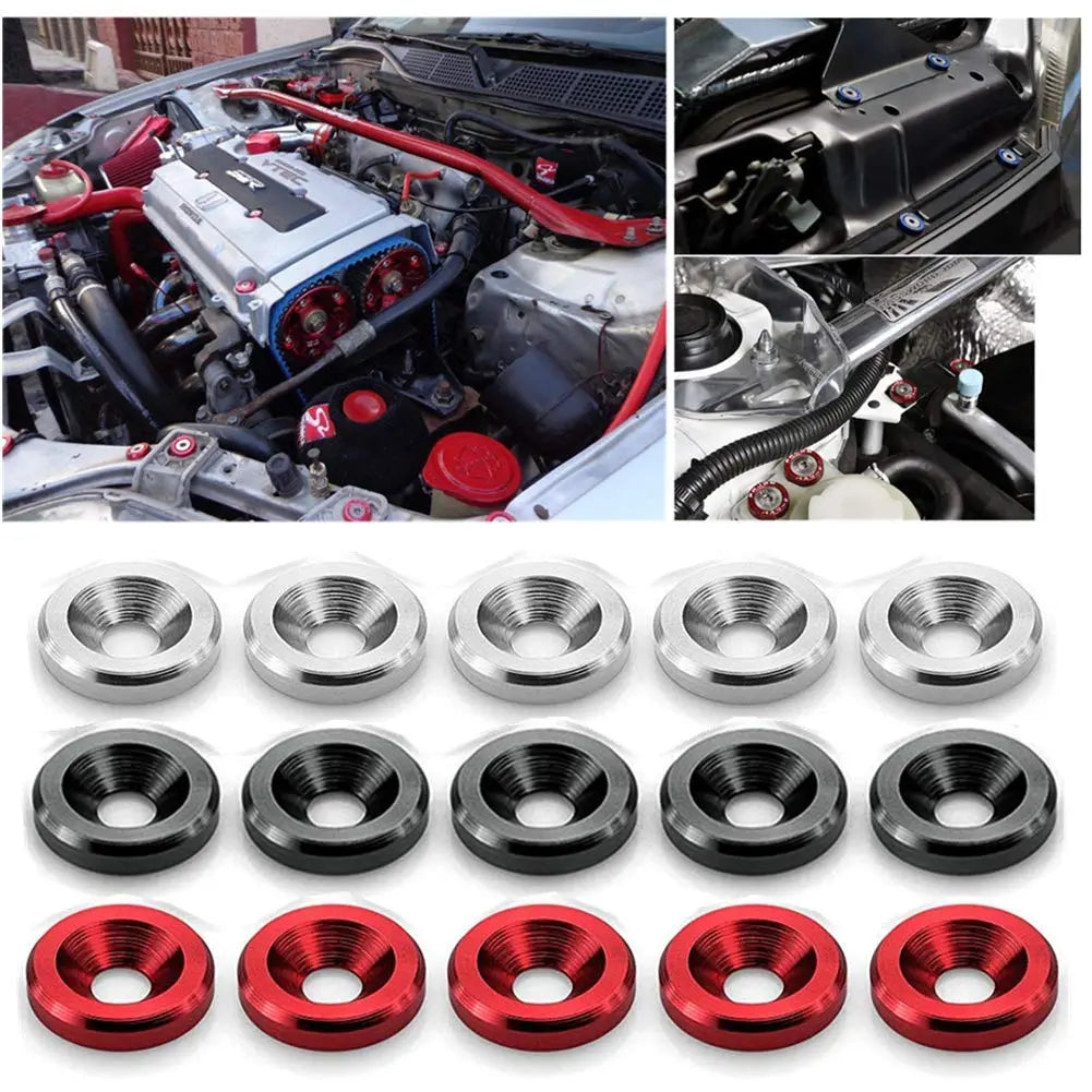 GJANSH 20Pcs/Set Bumper Fender Washers Engine Bay Dress Up Bolts Fasteners M6 JDM Fender Washer Kit