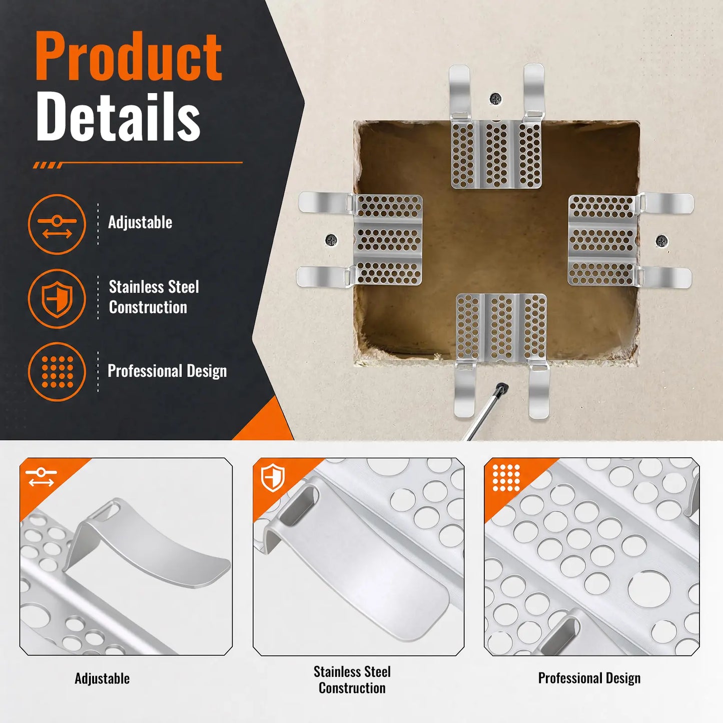GJANSH Easy-to-Install 1/2-Inch Drywall Clips,Drywall Repair Tools, Professional Wall Hole Repair Kit and Drywall, Sturdy Metal-Backed Clips with Screws for Home Renovation