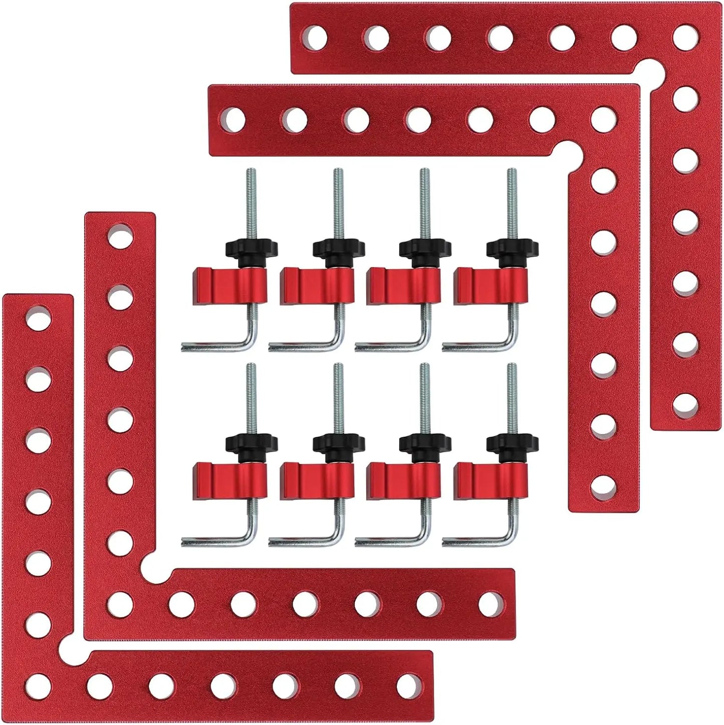 GJANSH Corner Clamp for Woodworking,90 Degree Right Angle Clamps，4 Pack 5.5" x 5.5" Aluminum Alloy Woodworking Carpenter, Positioning Clamping Square Tool for Picture Frames, Boxes, Cabinets or Drawers