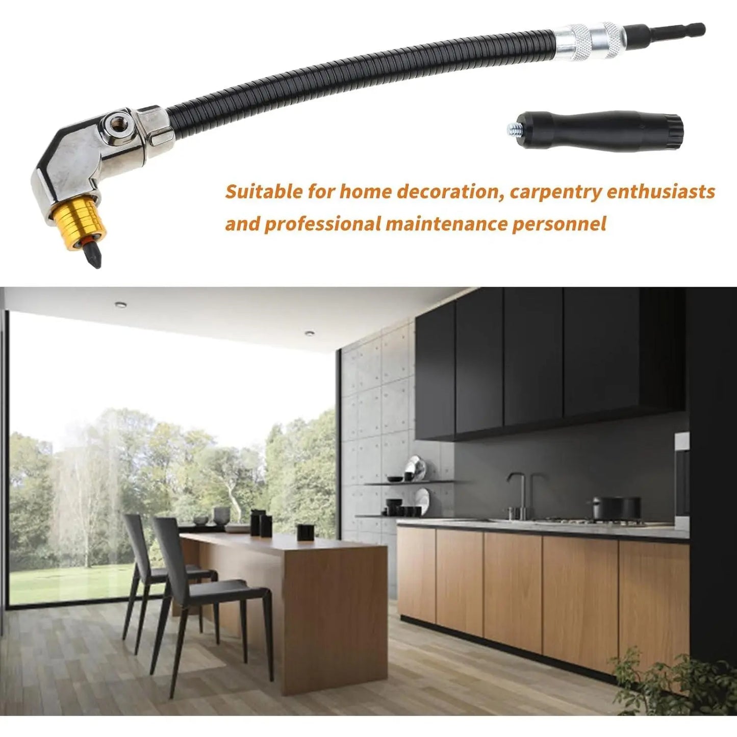 GJAHSH 90-Degree Right Angle Drill Attachment, Swivel Corner Drill Adapter Tool for Confined Spaces, Heavy-Duty Electric Drill Extension for Furniture, Closets, and Woodworking