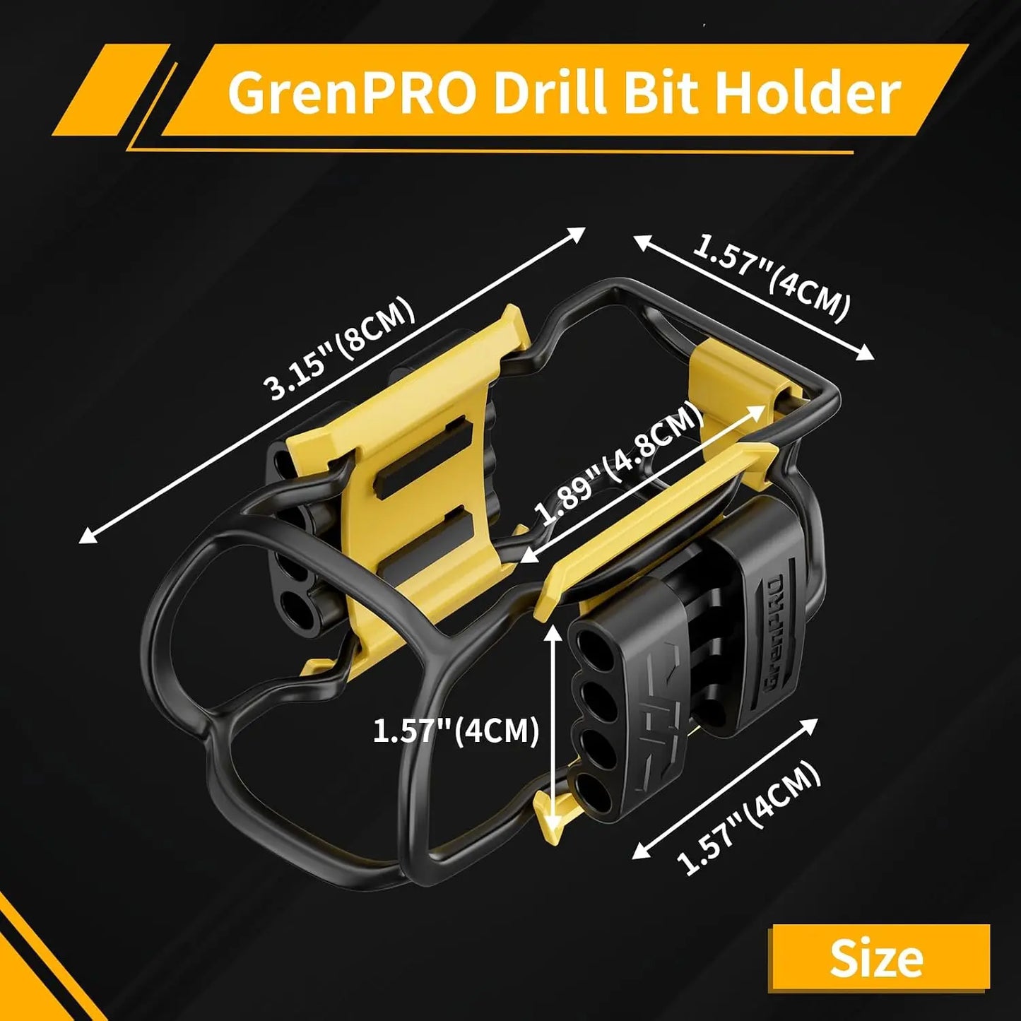 GJANSH Magnetic Bit Holder for Cordless Drills, 8 Bits, Left/Right Mount | Belt Clip Mount Fits Milwaukee, DeWalt, Ridgid, Makita, Bosch and Ryobi drills and screwdrivers, More