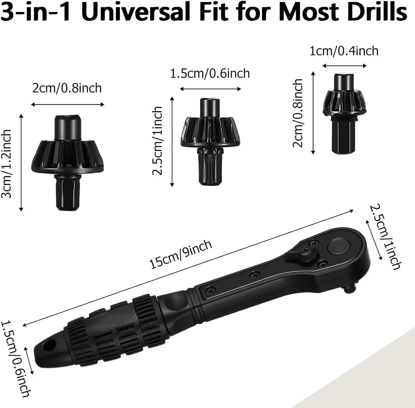 GJANSH Ratchet Drill Chuck Key Wrench with 1 Sets Sockets, Universal Magnetic Ratcheting Chuck Spanner, Replacement Tool for Drill, Compatible with Most Electric Drills and Power Tools