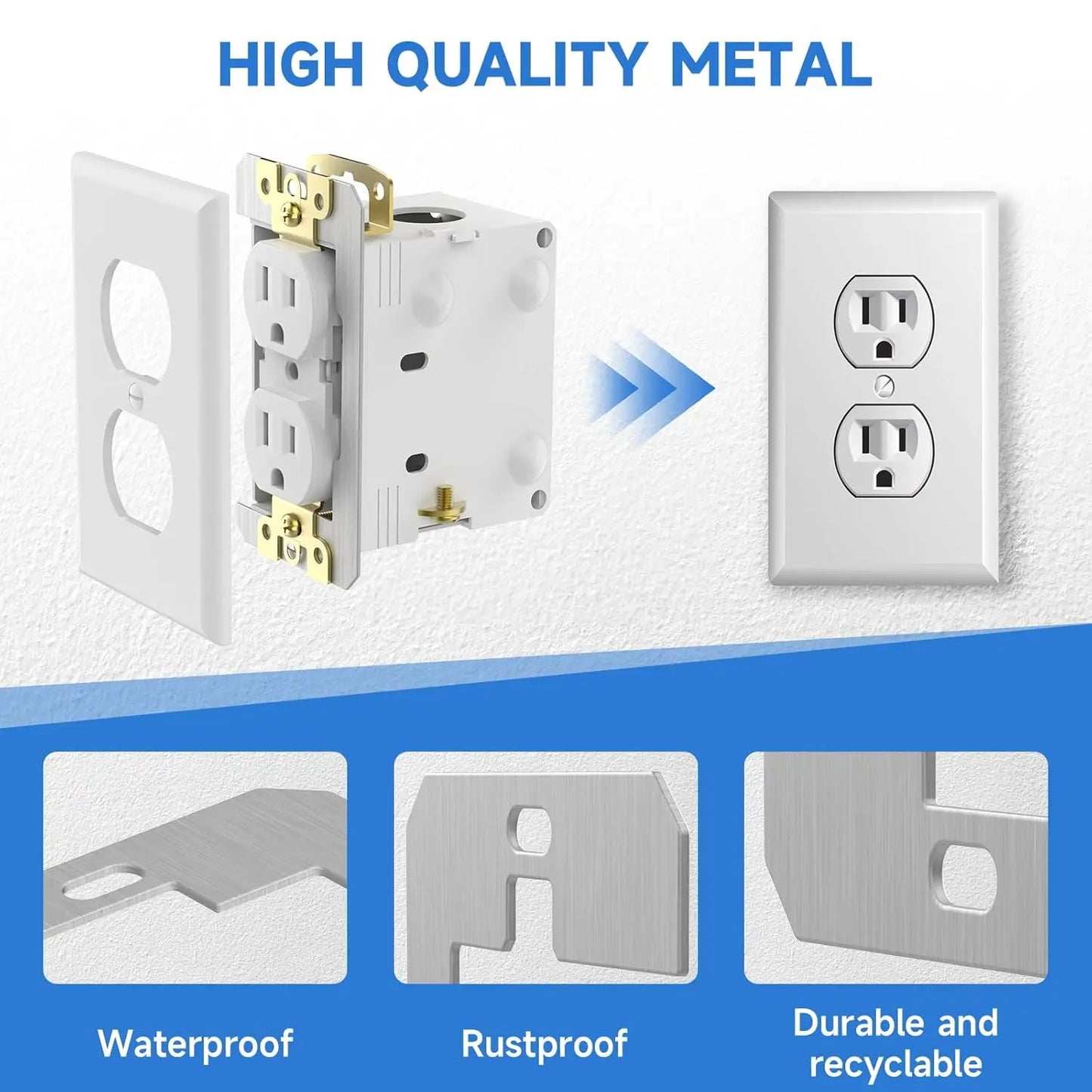 GJANSH 10 Pcs Wall Plate Spacer,Spacers for Electrical Outlets, Metal Flush Fit Device Leveling Plates for Electrical Outlet Repair, Fix Loose Outlets and Electrical Boxes
