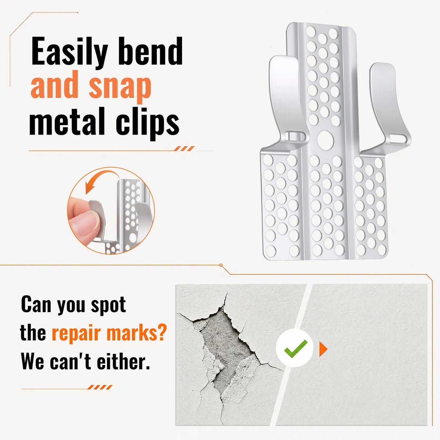 GJANSH Easy-to-Install 1/2-Inch Drywall Clips,Drywall Repair Tools, Professional Wall Hole Repair Kit and Drywall, Sturdy Metal-Backed Clips with Screws for Home Renovation