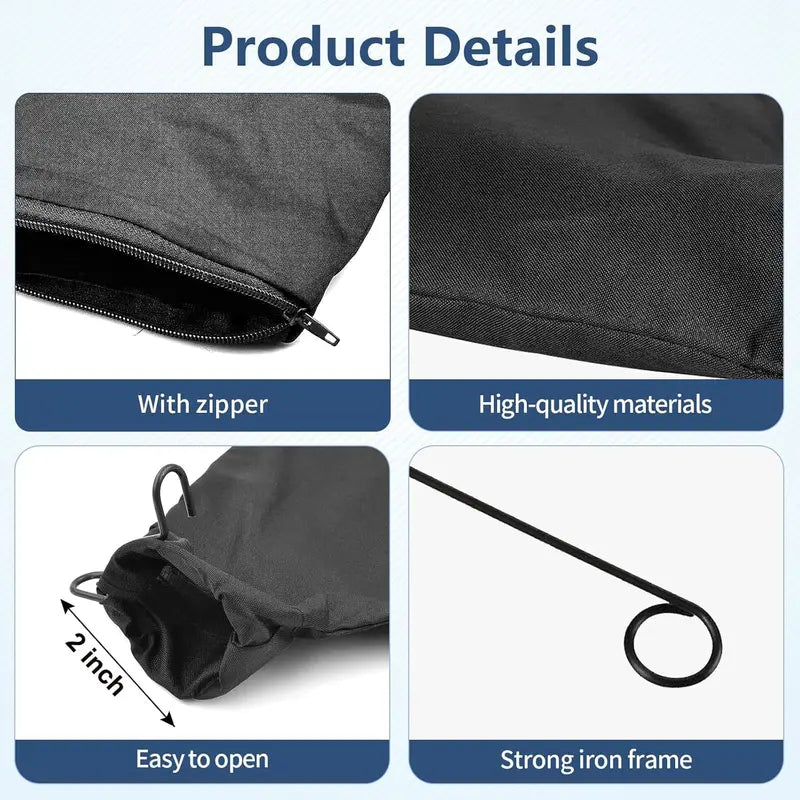 GJANSH Miter Saw Dust Bag for 255, 2 Pack Dust Collector Bags with Zipper and Wired Adjustable Stand, Compatible with Ryobi, Dewalt, Craftsman, Belt Sander, Fits 1-1/2" to 2" Dust Port Miter Saws