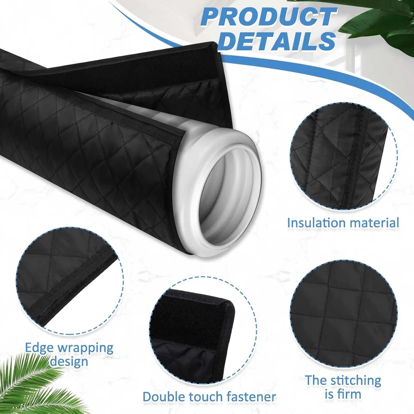 GJANSH 2 Pcs Air Conditioner Hose Cover Wrap - Ac Hose Duct Vent Insulation Sleeve Insulated Cover for Portable Ac for 5" & 5. 9" Diameter 60" Long Exhaust Hoses Tube (Black),fathersdaygift