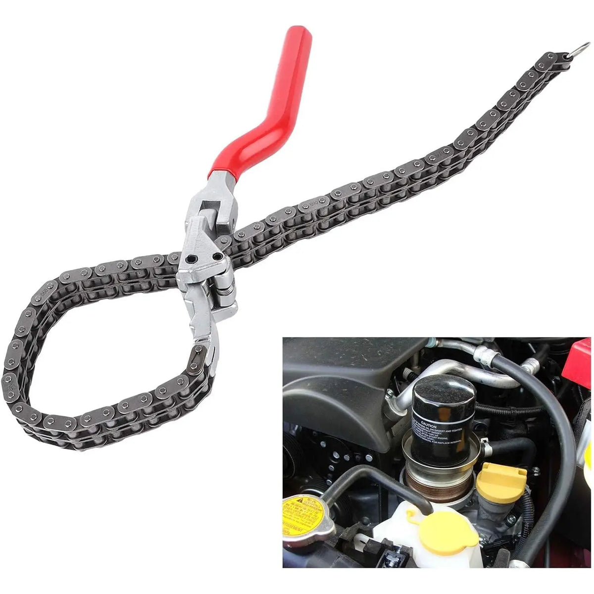 GJANSH Oil Filter Wrench / Chain-Style Wrench — Features a 13.8-inch long, adjustable handle and self-adjusting mechanism; suitable for automotive maintenance and removal tasks.