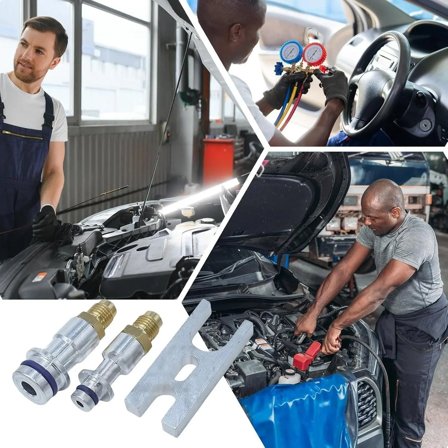 GJANSH Automotive AC Leak Test Plugs, Refrigerant Line Stoppers, Car Air Conditioning Leak Detection Hose Connectors, AC System Testing Tools