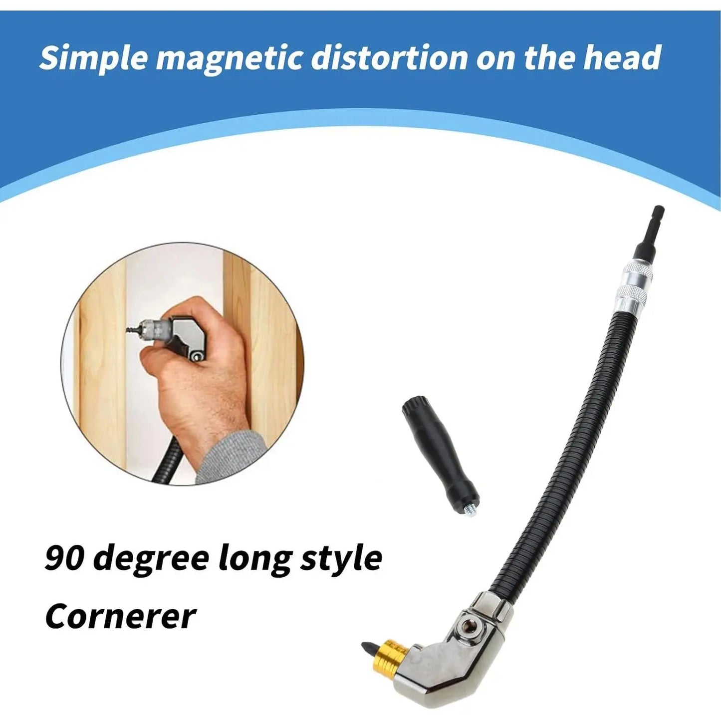 GJAHSH 90-Degree Right Angle Drill Attachment, Swivel Corner Drill Adapter Tool for Confined Spaces, Heavy-Duty Electric Drill Extension for Furniture, Closets, and Woodworking