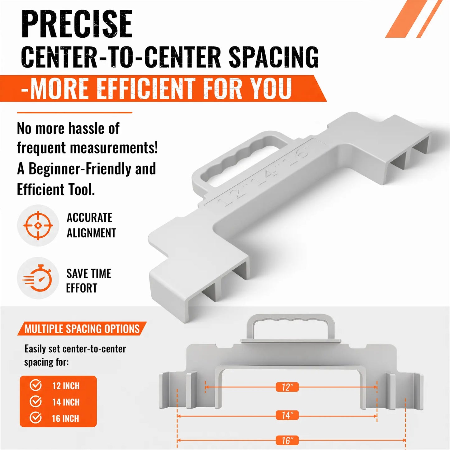 GJANSH 3-in-1 Framing Tools, 12“, 14”, 16" On-Center Layout Framing Spacing Tool, Cast Aluminum Layout Jig for Walls, Roofs, Floors, Ladders, and Decks