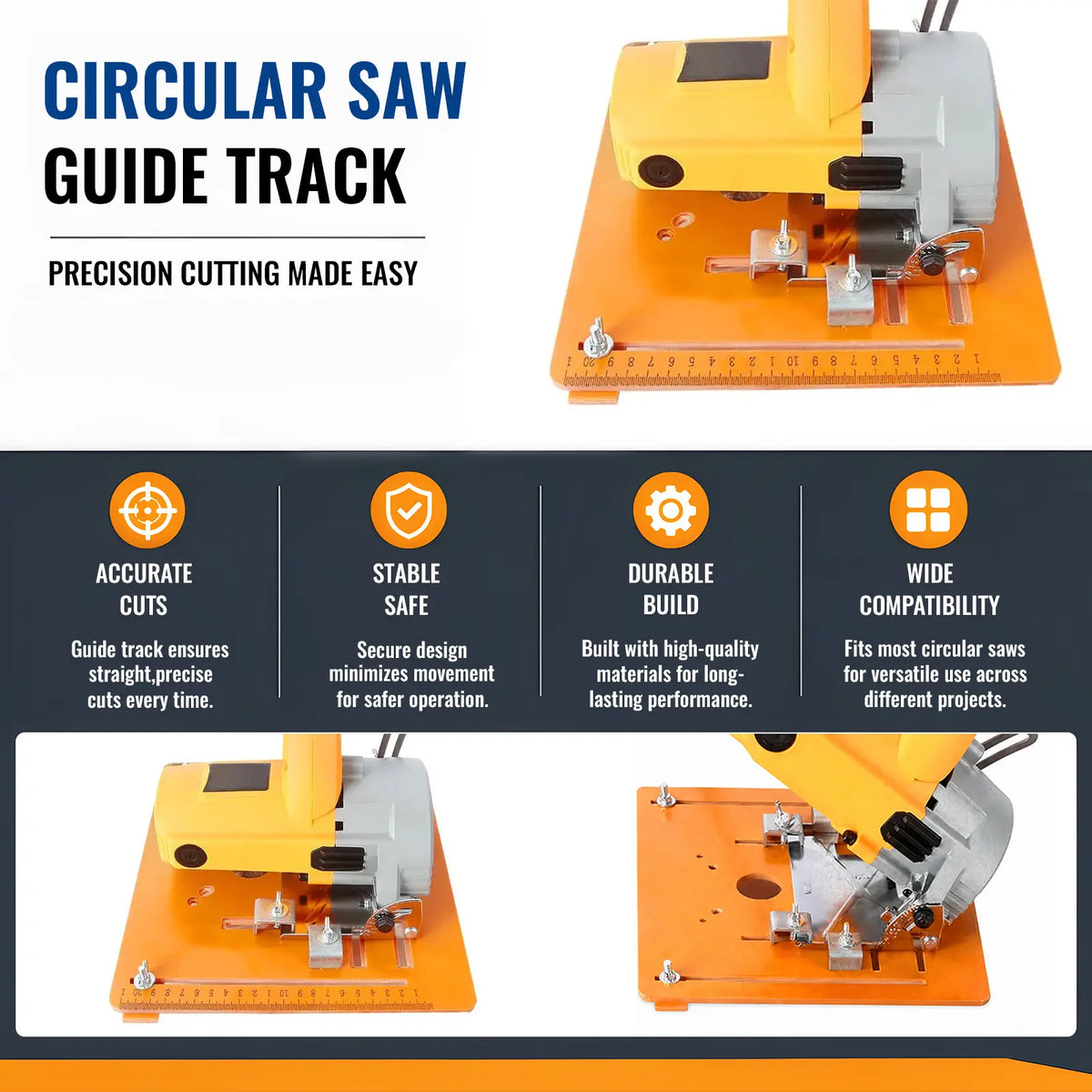 GJANSH Universal Cutting Machine Base Plate Kit 28 x 20cm Woodworking Circular Saw Bottom Board 90 Degree 45 Degree Oblique Cutting,Thickness 0.23 inc