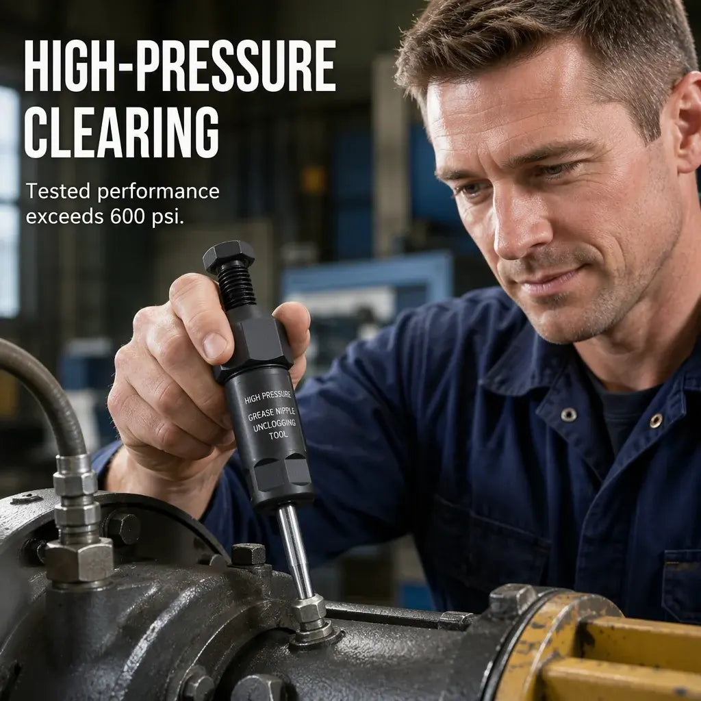 GJANSH Industrial Grease Unclogger – Professional Grade Tool for Blocked Machinery Fittings, High Pressure Exceeds 600 PSI, Fits M6/M8/M10, Heavy Duty Steel Build for Tractors, Excavators, Trucks & Automotive Maintenance