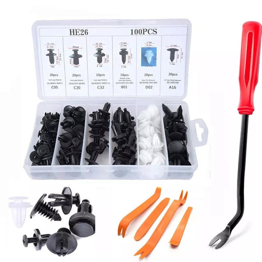 Kit de 100 clips y remaches de plástico para coche