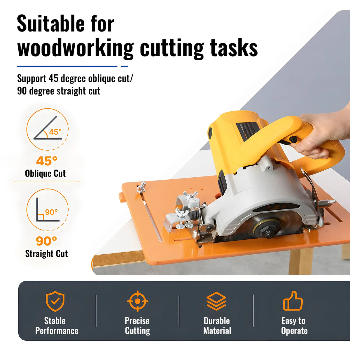 GJANSH Universal Cutting Machine Base Plate Kit 28 x 20cm Woodworking Circular Saw Bottom Board 90 Degree 45 Degree Oblique Cutting,Thickness 0.23 inc