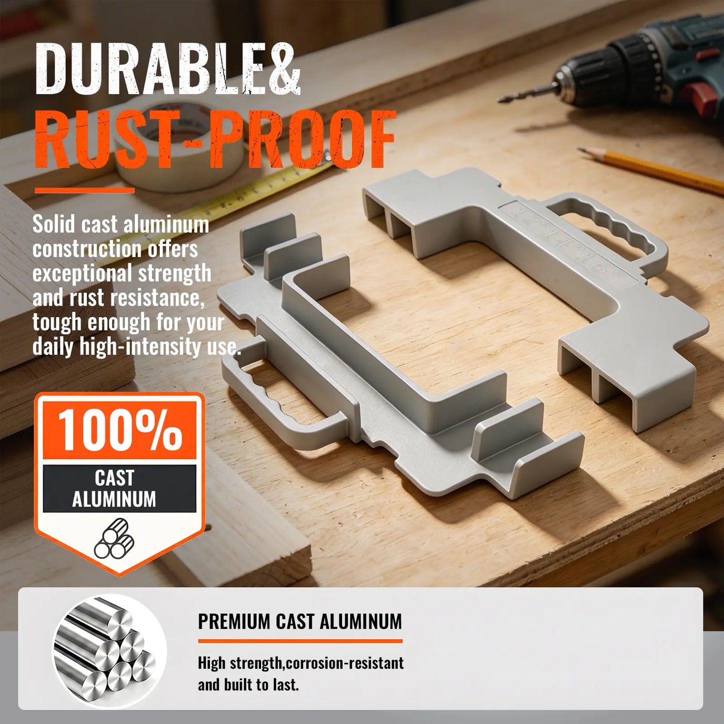 GJANSH 3-in-1 Framing Tools, 12“, 14”, 16" On-Center Layout Framing Spacing Tool, Cast Aluminum Layout Jig for Walls, Roofs, Floors, Ladders, and Decks