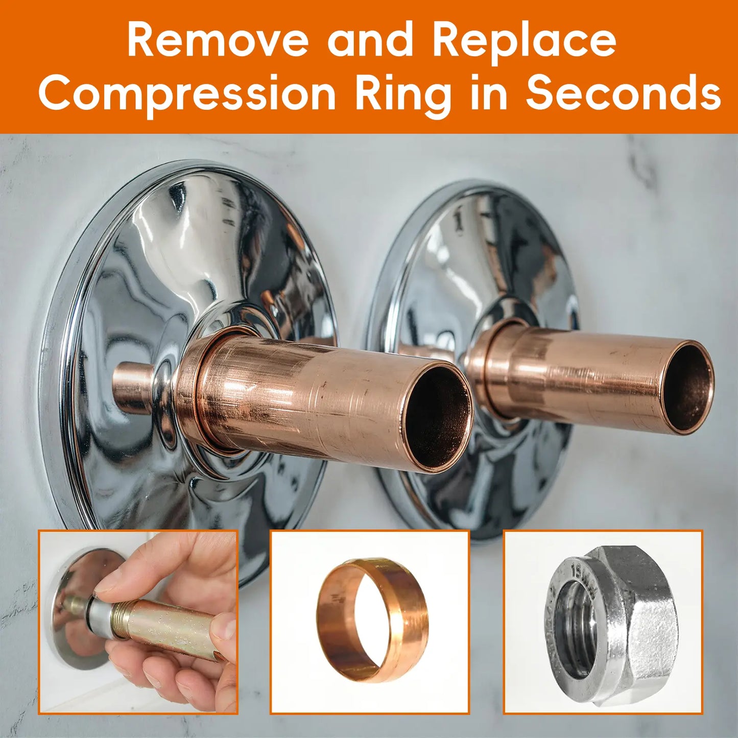 GJANSH Compression Sleeve Puller Tool Remove Nut & Ferrule Of Pipe 03943, Sleeve Remover For 1/2” Compression Fittings Only, Corroded Supply Stops, Plumbing Tools Compression Ring Removal Tool