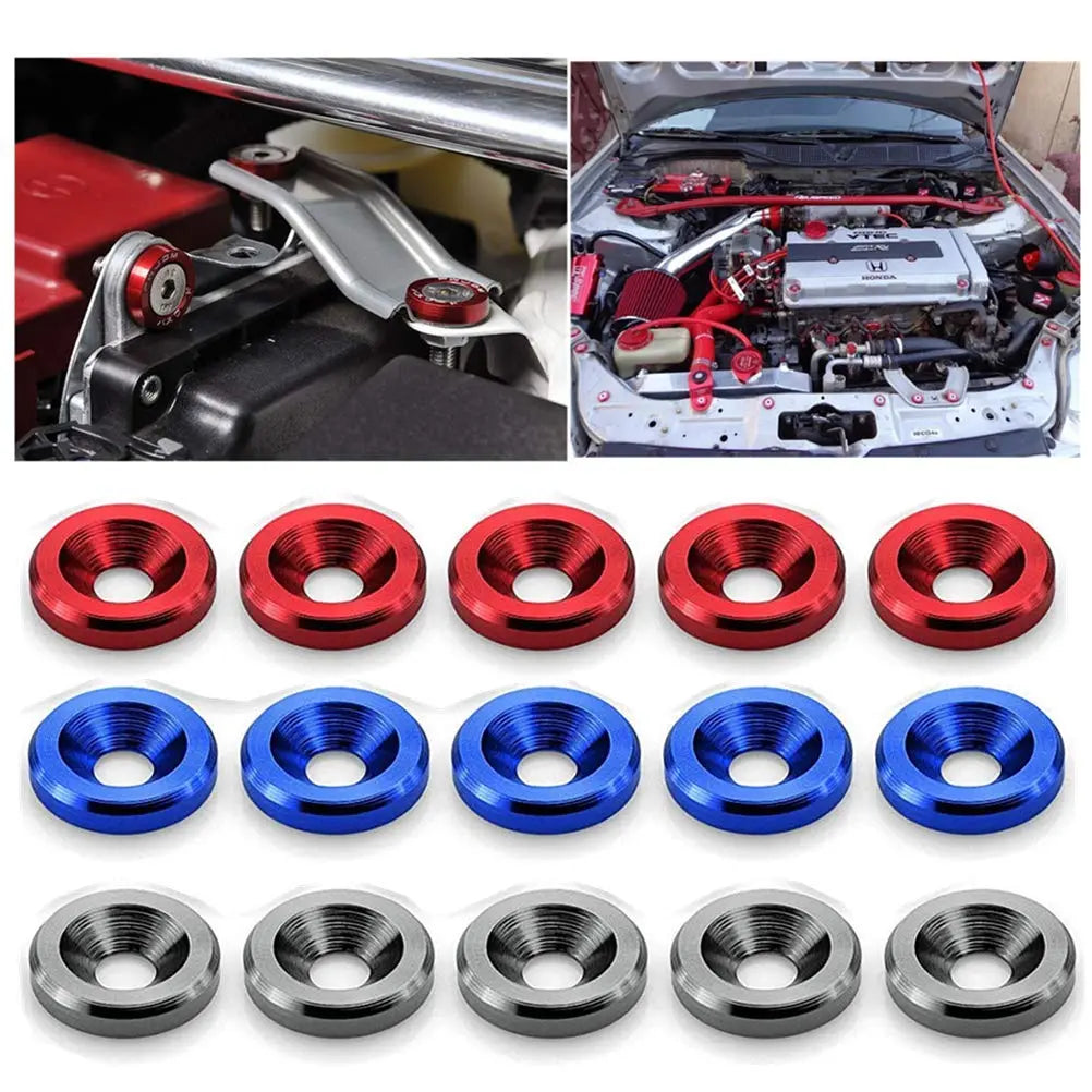 GJANSH 20Pcs/Set Bumper Fender Washers Engine Bay Dress Up Bolts Fasteners M6 JDM Fender Washer Kit
