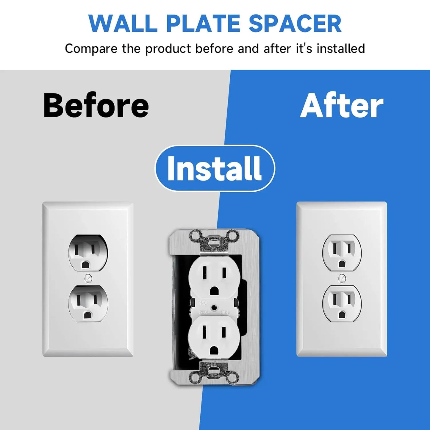 GJANSH 10 Pcs Wall Plate Spacer,Spacers for Electrical Outlets, Metal Flush Fit Device Leveling Plates for Electrical Outlet Repair, Fix Loose Outlets and Electrical Boxes