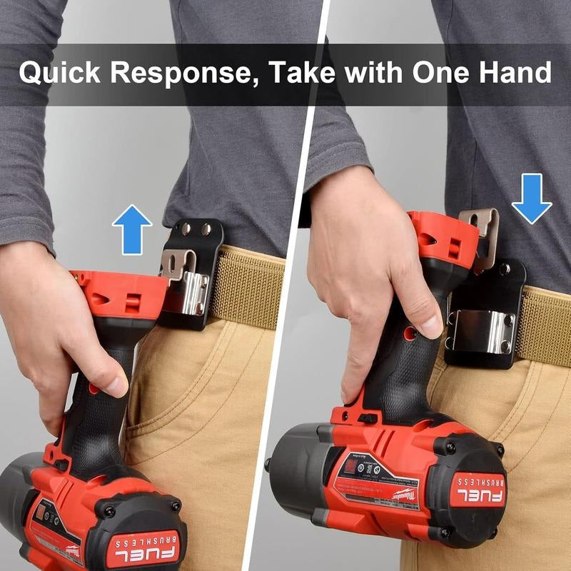 DrillCatcher, Soporte para Taladro para Cinturón de Herramientas, Hasta 2" de Ancho, Clip de Perfil Bajo de Respuesta Rápida, Compatible con Taladro de Impacto, Clavadora