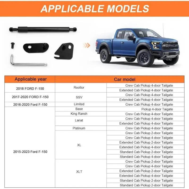 Tailgate Assist Accessories for Ford F150 2015-2025 - Truck Tail Gate Lift Assist Shock - Compatible with 15-25 F150 Models,Summervibes