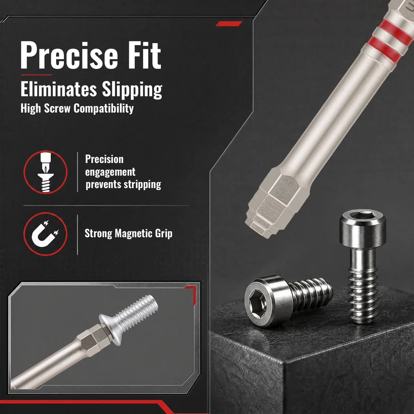 GJANSH Screwdriver Bits Set 6pcs with Magnetic Hex Shank Pagoda-Shaped Design in Multiple Sizes for Electric Drills and Wrenches