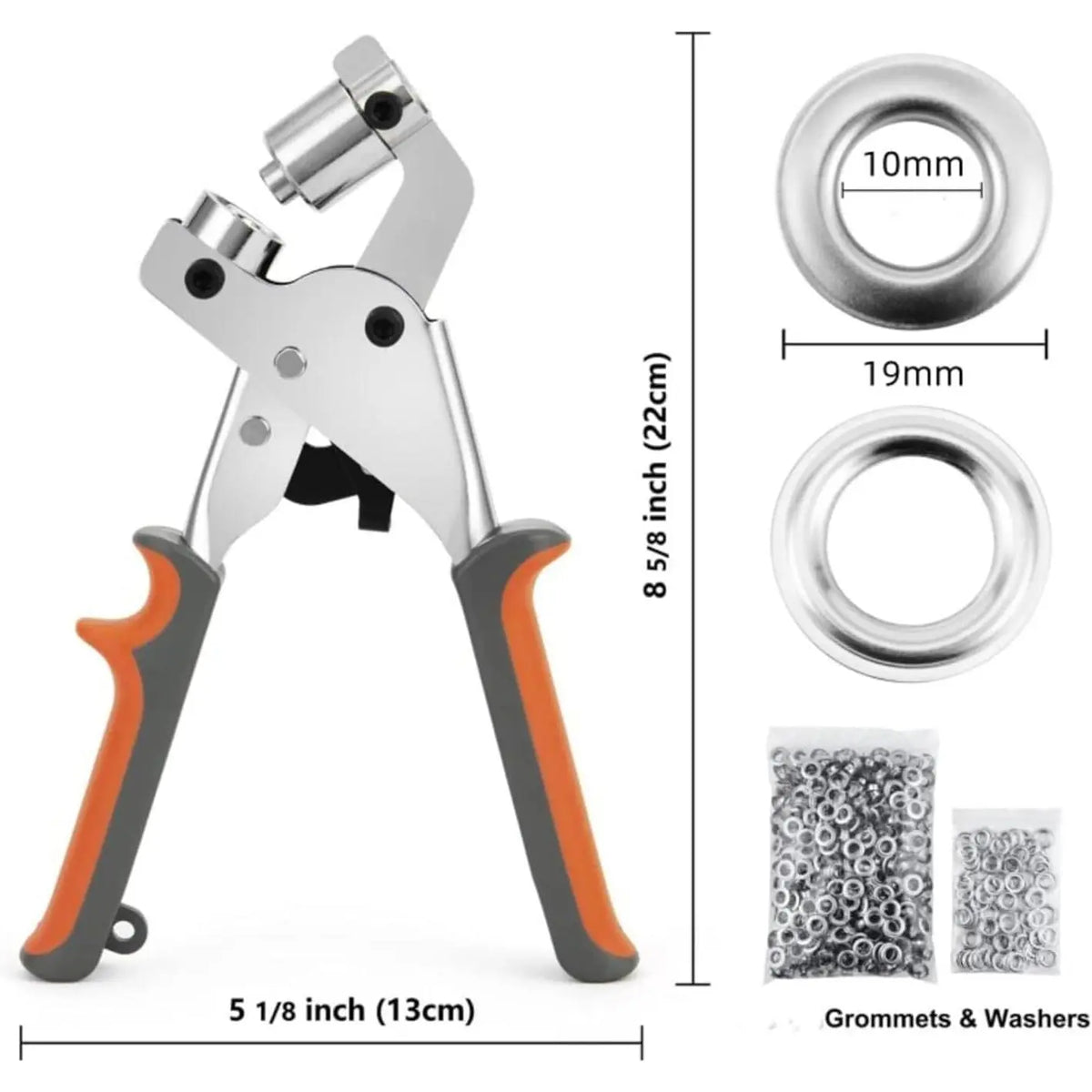 GJANSH Professional Grommets Kit, Multi-Functional Grommet Handheld Pliers, 3/8 Inch Heavy-Duty Portable Eyelet Setter Tool, for Punching Round Holes In Leather, Belts, Tarps, Fabric