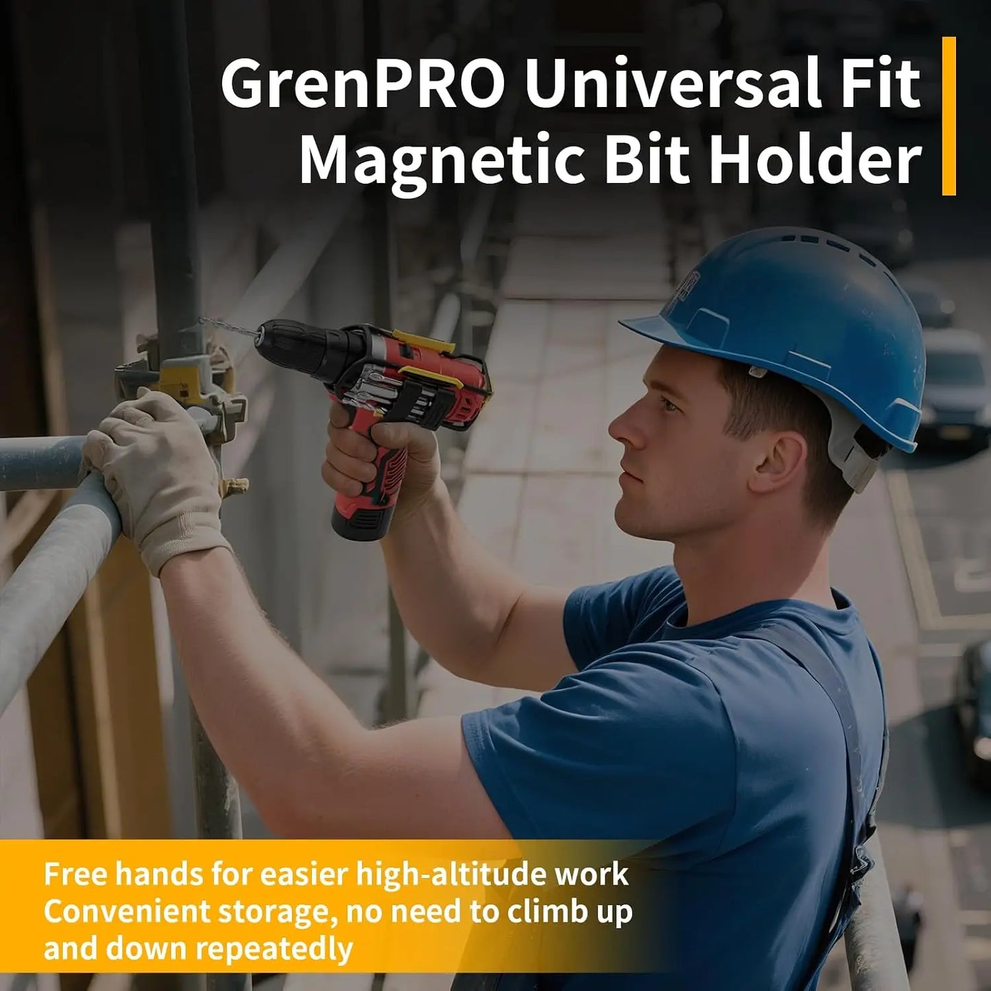GJANSH Magnetic Bit Holder for Cordless Drills, 8 Bits, Left/Right Mount | Belt Clip Mount Fits Milwaukee, DeWalt, Ridgid, Makita, Bosch and Ryobi drills and screwdrivers, More