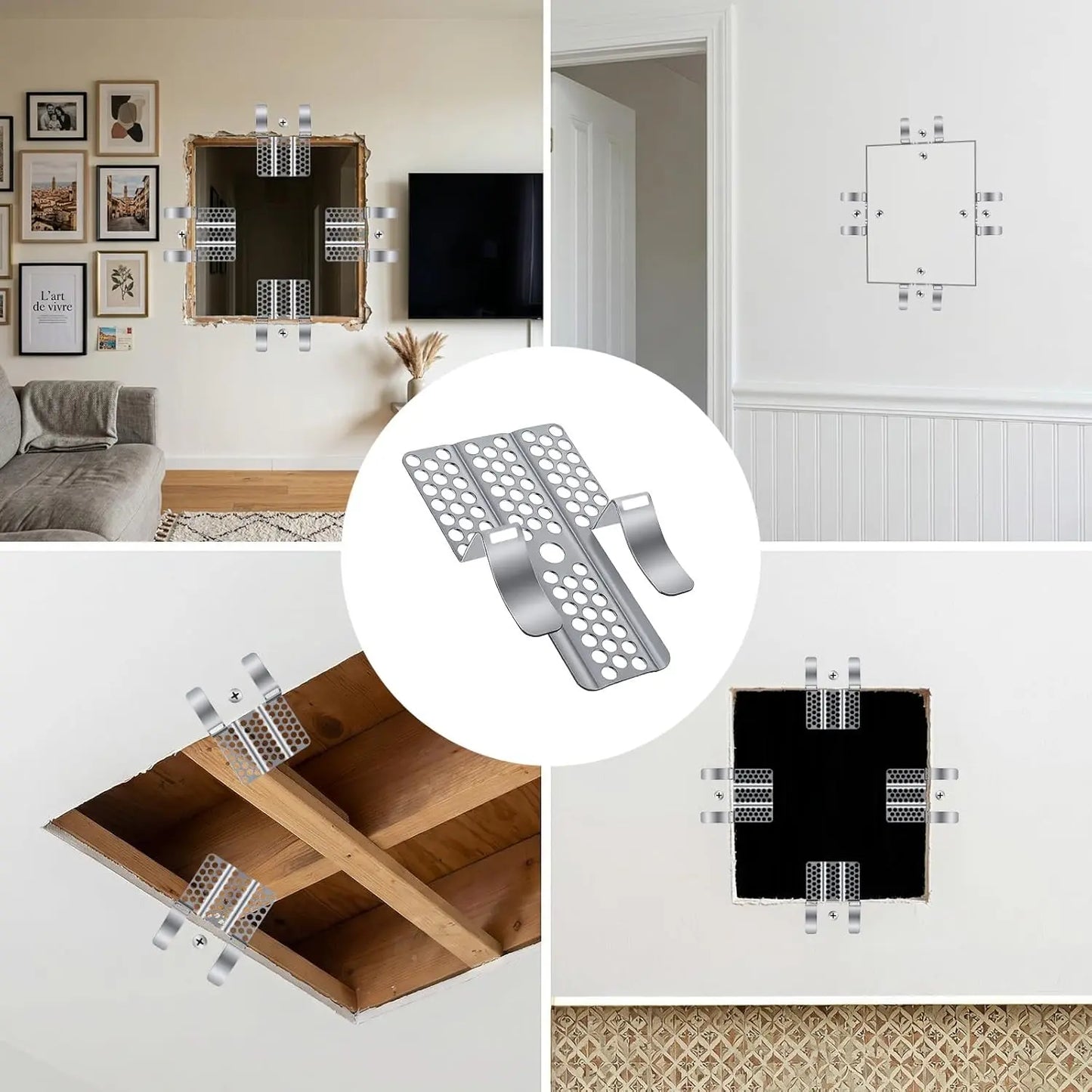 GJANSH Easy-to-Install 1/2-Inch Drywall Clips,Drywall Repair Tools, Professional Wall Hole Repair Kit and Drywall, Sturdy Metal-Backed Clips with Screws for Home Renovation