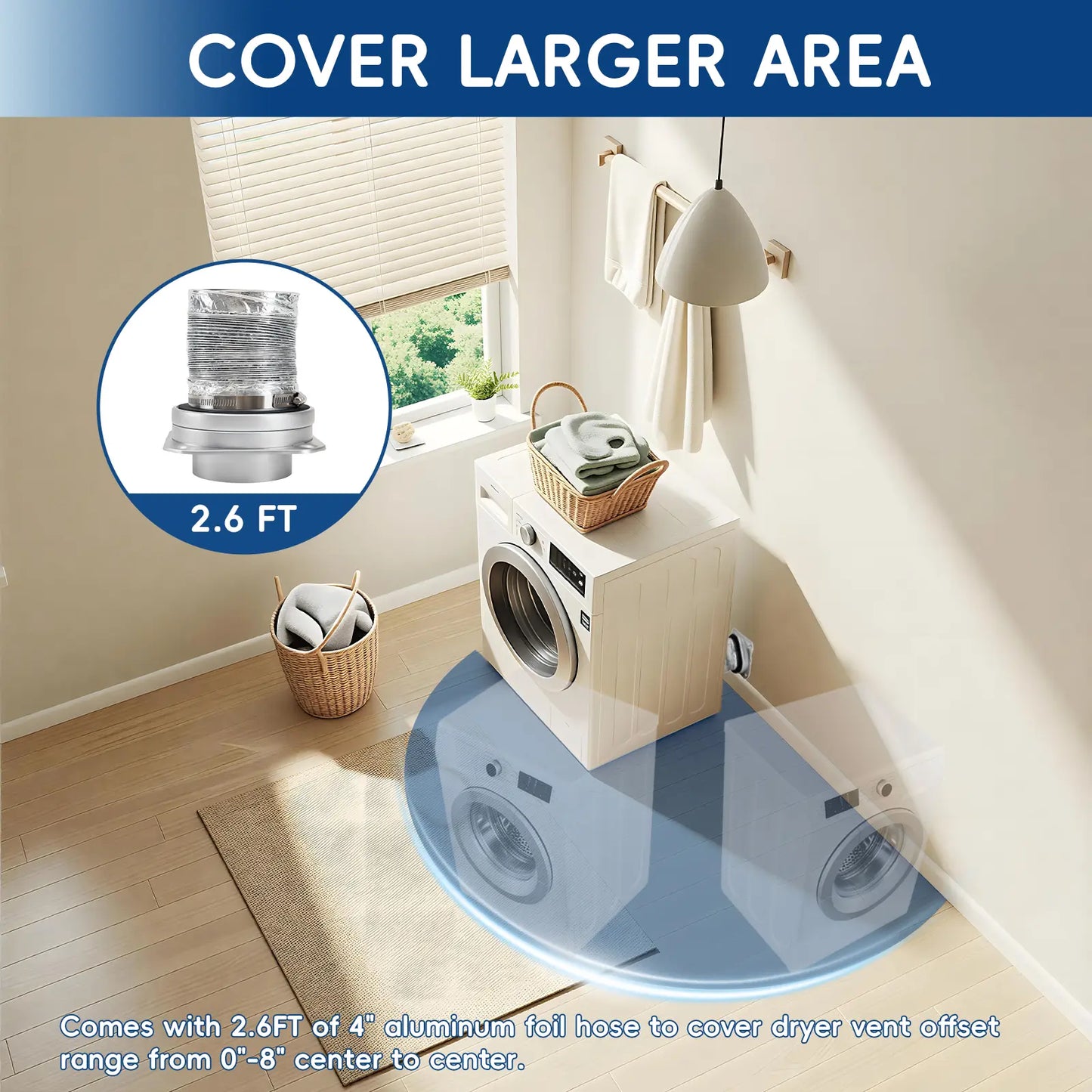 GJANSH Magnetic Dryer Vent Connector Kit Dryer Vent Hose for Quick Connection and Disconnection Strong Magnet Self-Alignment Airtight Seal for Secure & Efficient Dryer Airflow Universal 2.6ft 4" Duct