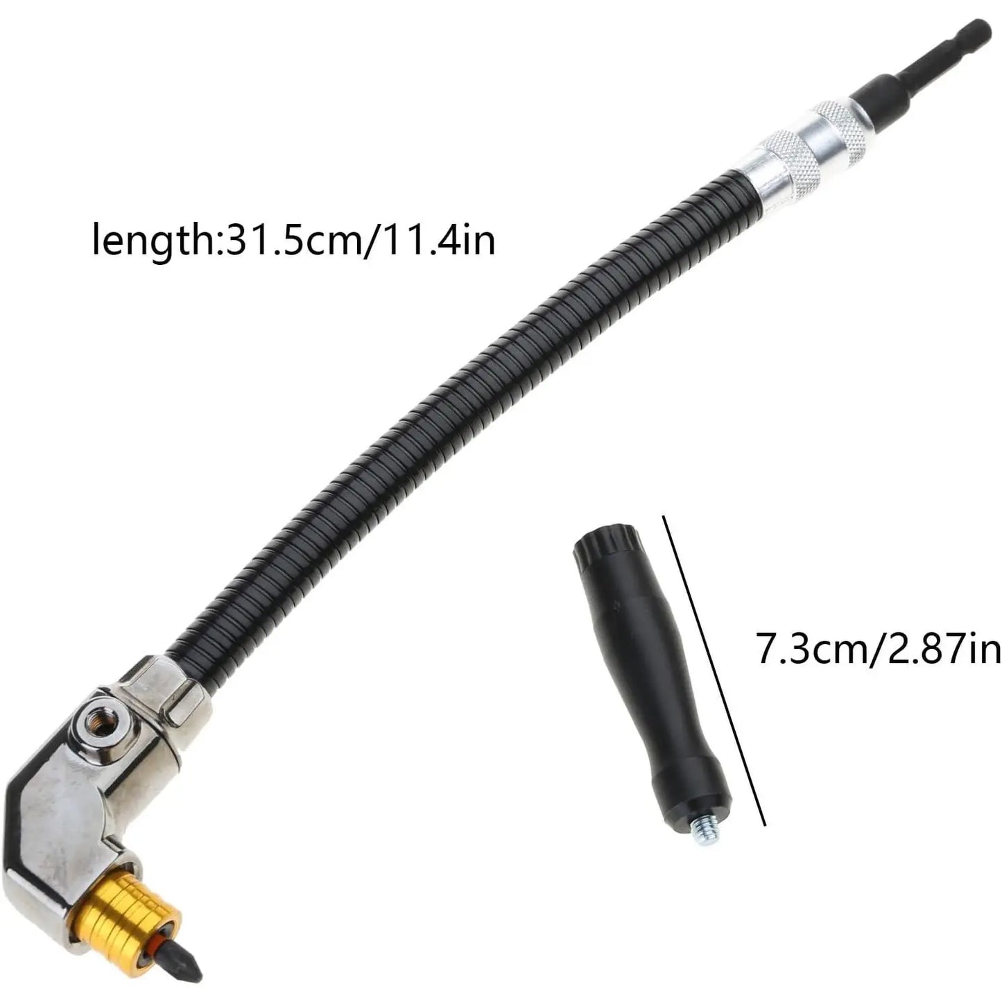GJAHSH 90-Degree Right Angle Drill Attachment, Swivel Corner Drill Adapter Tool for Confined Spaces, Heavy-Duty Electric Drill Extension for Furniture, Closets, and Woodworking