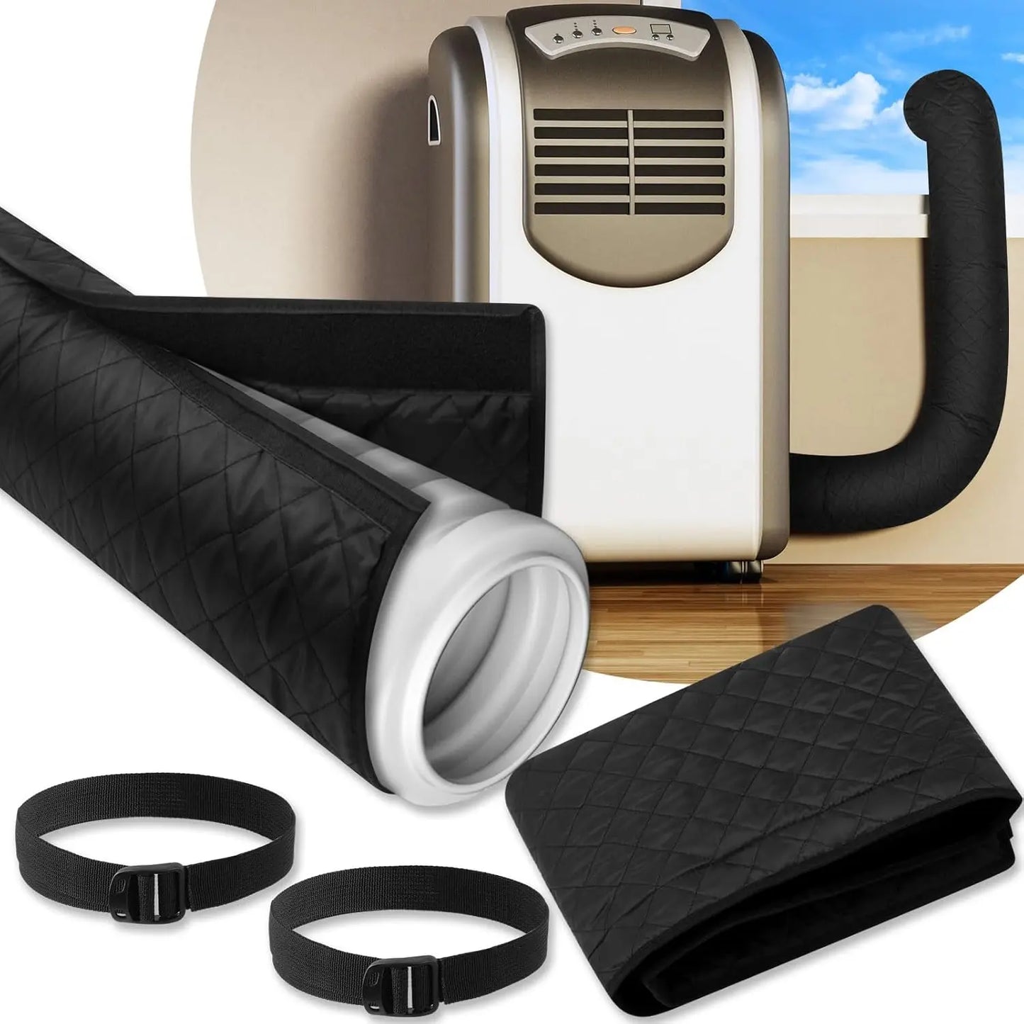 GJANSH 2 Pcs Air Conditioner Hose Cover Wrap - Ac Hose Duct Vent Insulation Sleeve Insulated Cover for Portable Ac for 5" & 5. 9" Diameter 60" Long Exhaust Hoses Tube (Black),fathersdaygift