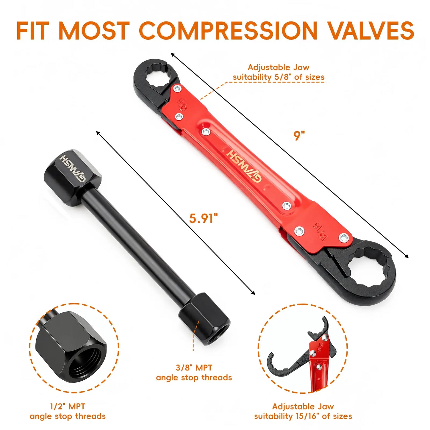 GJANSH Compression Sleeve Puller Tool Remove Nut & Ferrule Of Pipe 03943, Sleeve Remover For 1/2” Compression Fittings Only, Corroded Supply Stops, Plumbing Tools Compression Ring Removal Tool