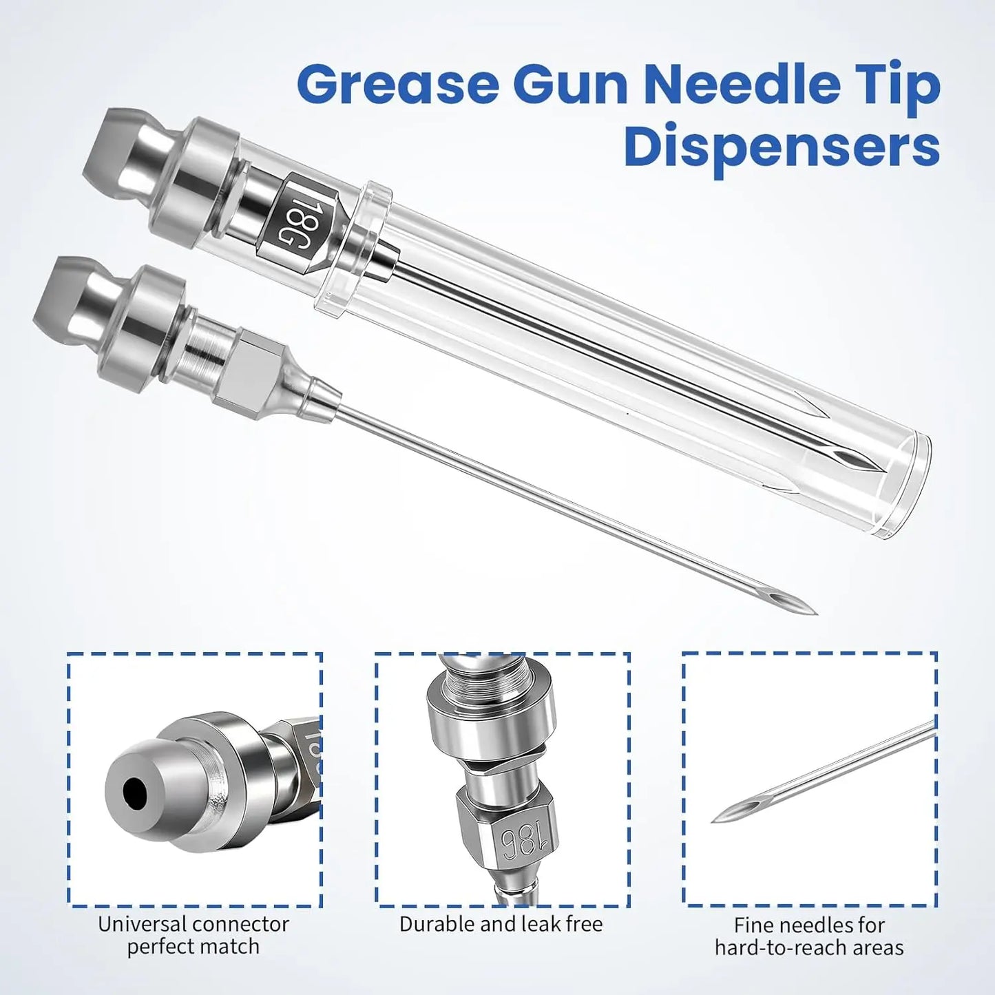 GJANSH 7PCS Grease Gun Needle Tips Accessories Kit, Mini Grease Gun Needle Dispenser, Rubber Joint Nipple, Straight & Elbow Nozzle Coupler Fittings, Detachable Lubrication Injector for Narrow Tight Confined Spaces