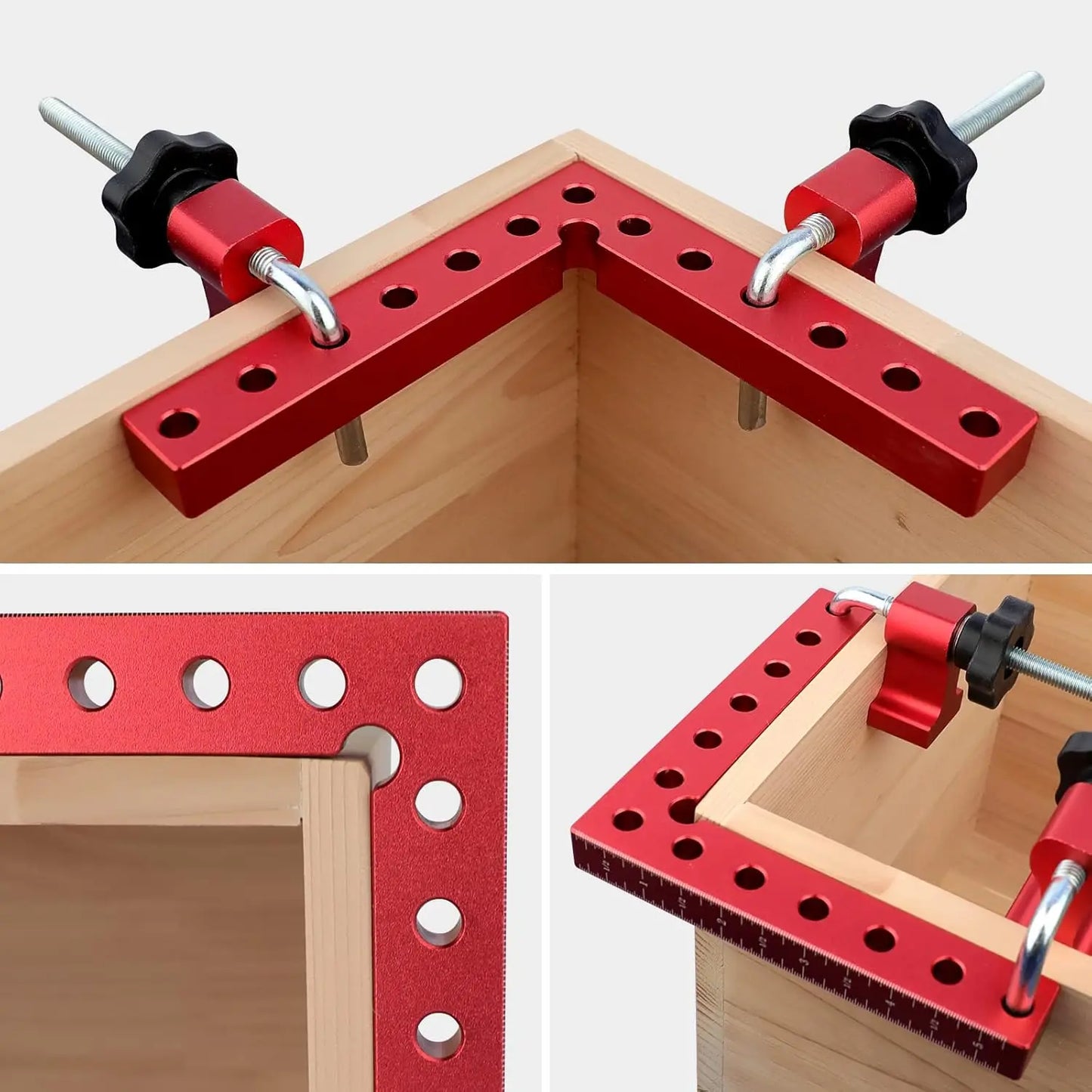 GJANSH Corner Clamp for Woodworking,90 Degree Right Angle Clamps，4 Pack 5.5" x 5.5" Aluminum Alloy Woodworking Carpenter, Positioning Clamping Square Tool for Picture Frames, Boxes, Cabinets or Drawers