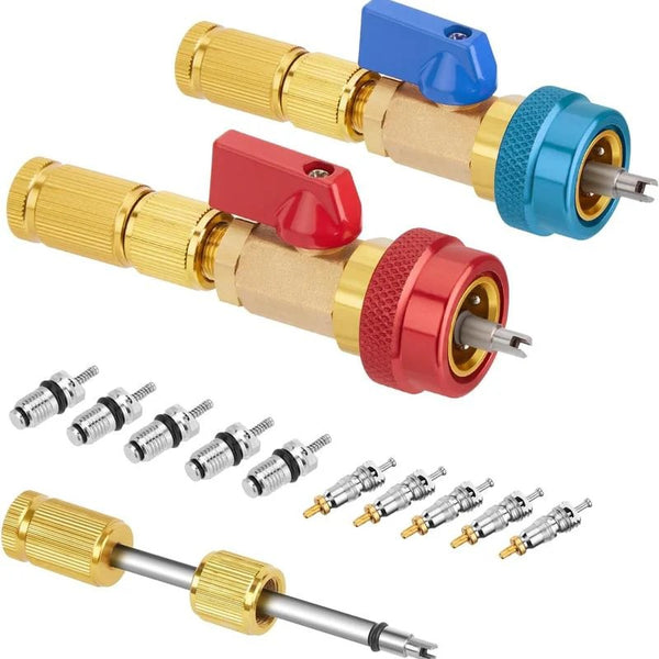 GJANSH R134A Valve Core Remover Installer, High Low Pressure AC Valve Core Tool Kit for R134A Refrigerant System